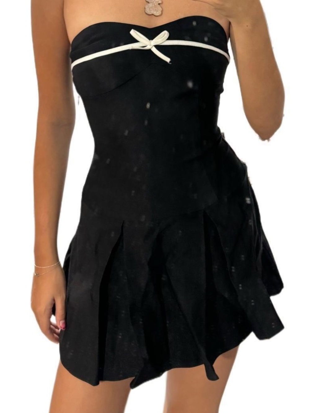 Kali Black Dress with White Trim